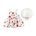 thumbnail image 3 of HVOBTTY Toddler's Soft Mini Slip Dress Dresses, Summer Dresses for Kid Girls' Comfy Casual Print Ruffled Hem Dress Puff Hem Stylish Versatile Daily Wear Sweet Dresses withHat Red, 12-18 Months, 3 of 5