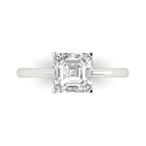 2 ct Asscher Cut White Sapphire Solitaire 18K White Gold Womens Engagement Ring