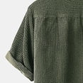 thumbnail image 4 of VBTAPA Men's 2 Piece Summer Outfits Corduroy Short Sleeve Shirts and Shorts Set Casual Beach Suit Soft Comfy Lounge Sets Army Green L, 4 of 7