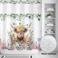 thumbnail image 2 of No Hook Shower Curtain, Spring Cow Floral Shower Curtains for Bathroom with See Through Top Window, Green Eucalyptus Leaves Botanical Waterproof & Washable Bath Curtain Standard 72"x72", 2 of 9