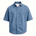 thumbnail image 5 of Kalauyu 3/4 Short Sleeve Button Down Shirts for Men Turn Down Collared Sleeve Casual Loose Tops Soft Lightweight Vacation Fashion Shirts, 5 of 5