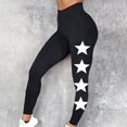 thumbnail image 3 of QATAINLAV Stars Print Workout Leggings for Women High Waisted Stretchy Bootcut Yoga Pants Casual Compression Tummy Control Athletic Tights Black M Mother's Day Gifts, 3 of 5