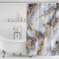thumbnail image 2 of Marble White Yellow Shower Curtain Set - Extra Long 72" x 96" Washable Bathtub Curtain with 12 Hooks, Modern Art Ink Painting Waterproof Fabric Stall Shower Curtains for Bathroom/Bathtub Décor, 2 of 6