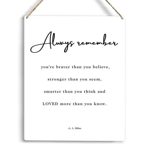 Inspirational Wall Art Gifts Nursery Decor You Are Braver Than You Believe Wooden Hanging Sign Wall Art Birthday Gifts for Women Men Family Friends Nursery Wall Decor Playroom Art 8x10 Inch