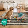 thumbnail image 4 of ODIKA 3'x5' Ultra-Soft Throw Mat, Farmhouse Faded Dotted Bands Asymmetrical Worn Cream Door Stripe None Washable, Bare feet friendly, Easy Care Indoor rug for Bedside, Vanity, 4 of 7