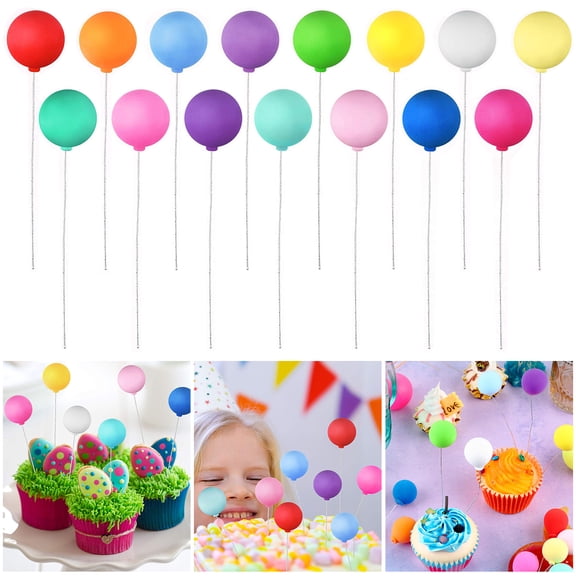 Relax love 30Pcs Balloon Cake Topper Mini Colorful Balloon Cake Picks Reusable Round Shape Clay Balloon Cupcake Toppers Durable for Birthday Wedding Party Baby Shower