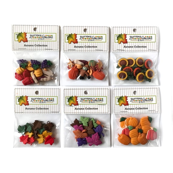 Buttons Galore 50  Assorted Buttons for Sewing & Crafts - Autumn - Set of 6 Button Packs