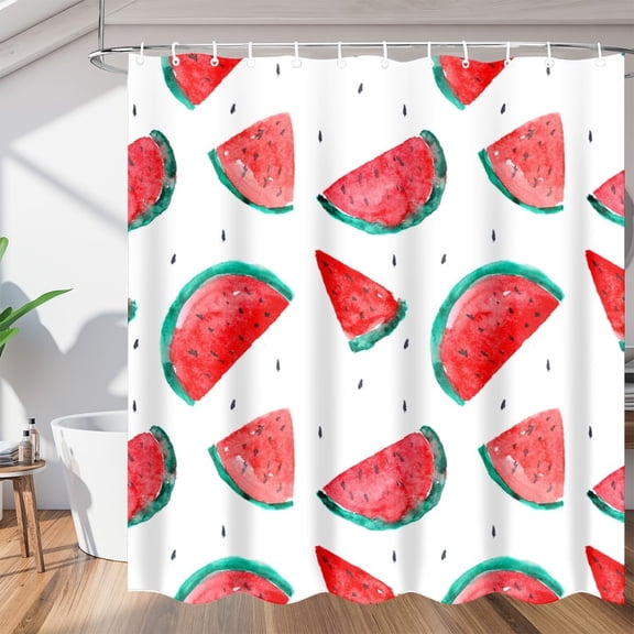Sliced Watermelon Shower Curtain Fabric Shower Curtain Set with 12 Hooks Water-Proof 72 * 72 Inches for Bathroom Beach Caravan Hotel
