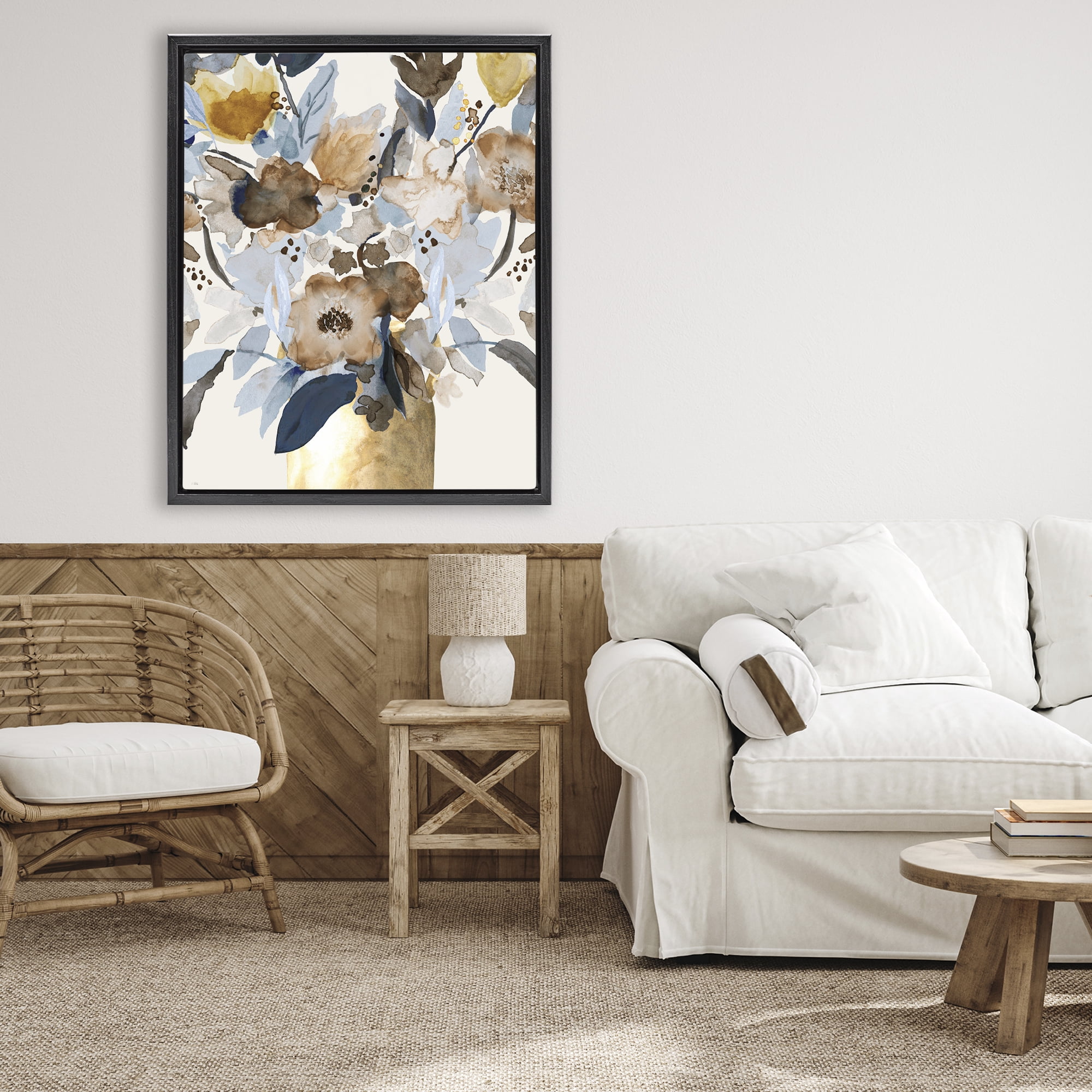 Stupell Industries Expressive Earthy Blossoms Black Framed Floater Canvas Wall Art, design by Val Rhodes