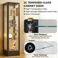 thumbnail image 5 of BAIVAKON Glass Display Cabinet with 12 Color Lights and Lock, 4-Tier Curio Cabinet with Tempered Glass Door, Adjustable Shelves, 63" Metal Display Case for Collectibles Living Room, 5 of 12