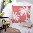 thumbnail image 3 of 16x16 Pillow Covers Set of 2, Coral Red Palm Trees Square Throw Pillow Covers for Couch/Sofa/Living Room, Farmhouse Tropical Summer Beach Decorative Soft Pillowcases for Couch Throw Pillows, 3 of 7