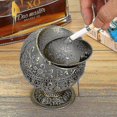 thumbnail image 4 of Vintage Windproof Ashtray With Lids - Retro Flower Pattern Tabletop Ashtray (bronze), 4 of 5