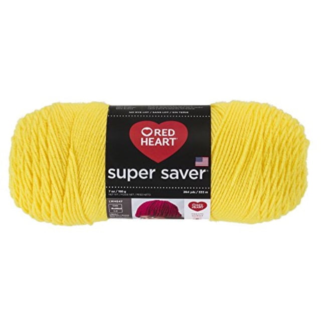 Red Heart Super Saver Medium Acrylic Bright Yellow Yarn, 244 yd