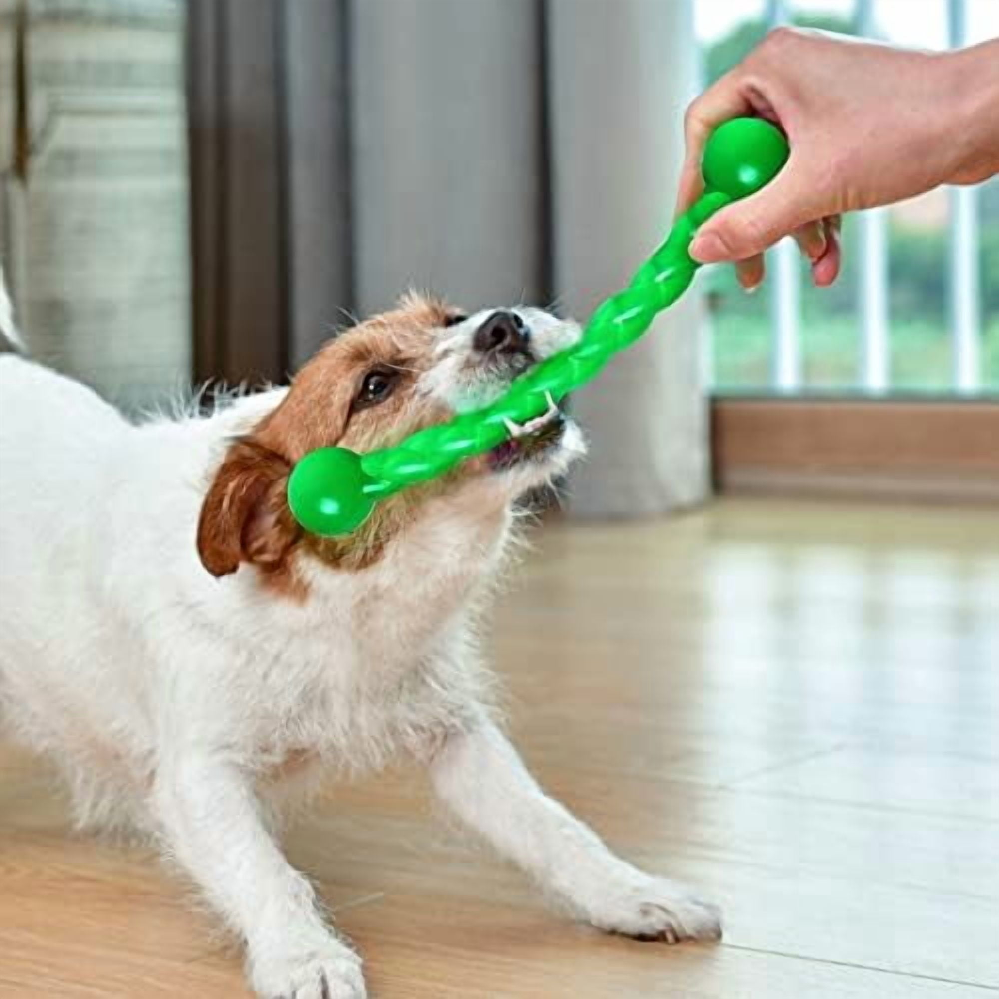 Dog Chew Toys 11'' Long for Small/Medium Dogs Aggressive Chewers, Rubber Puppy Dog Rope Toys Knot Dental Teething Toys Almost Indestructible Washable