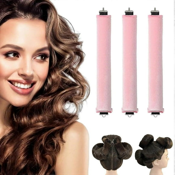 3Pcs Heatless Curls Overnight, Overnight Curls Blowout Rodswith Hook, No Heat Curlers