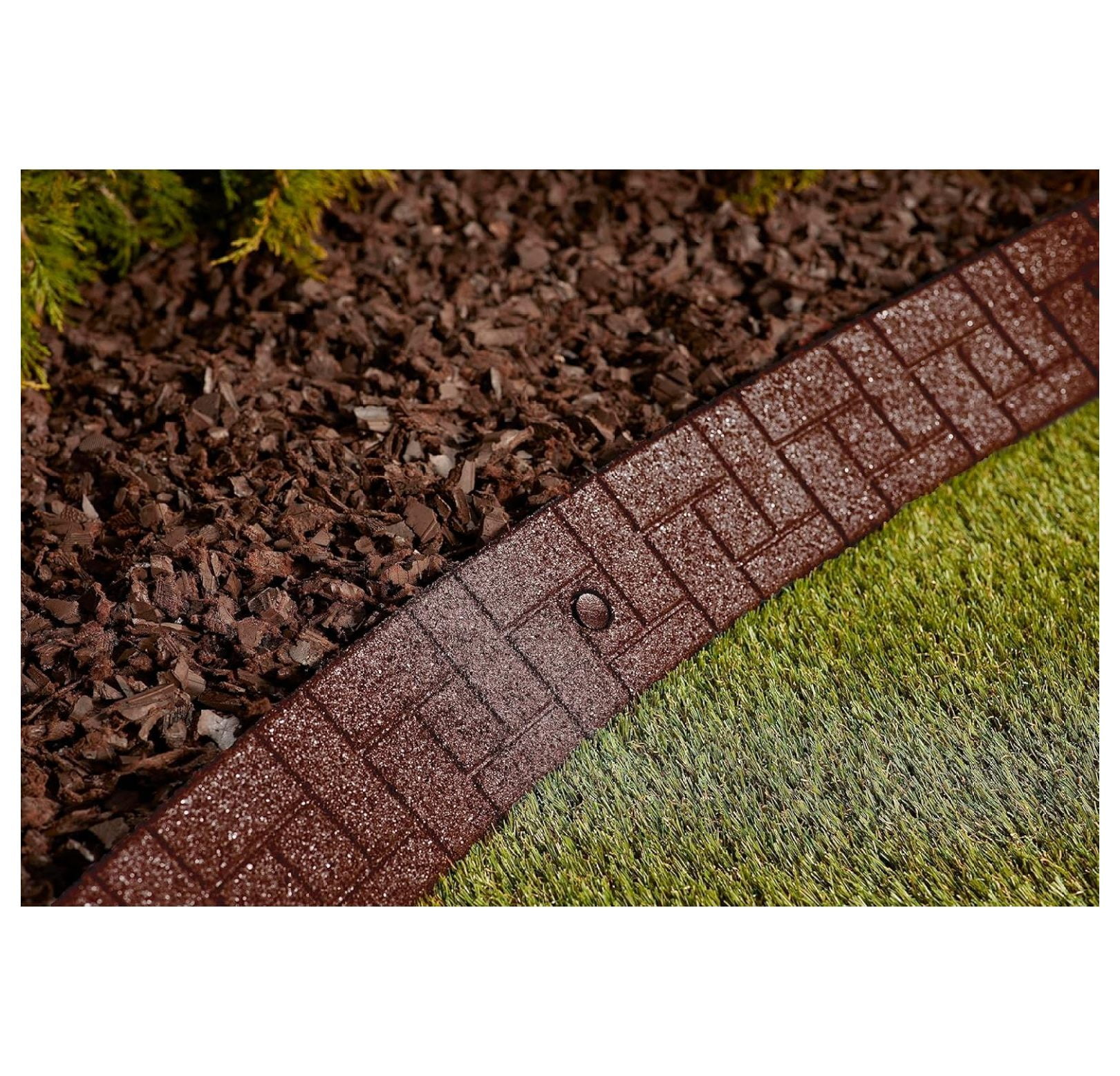 Premium Rubber Angled Terracotta Landscape Edging - 4 ft. Long, 3.5 in. High 4 in. Deep - 4 Pack (Brown)
