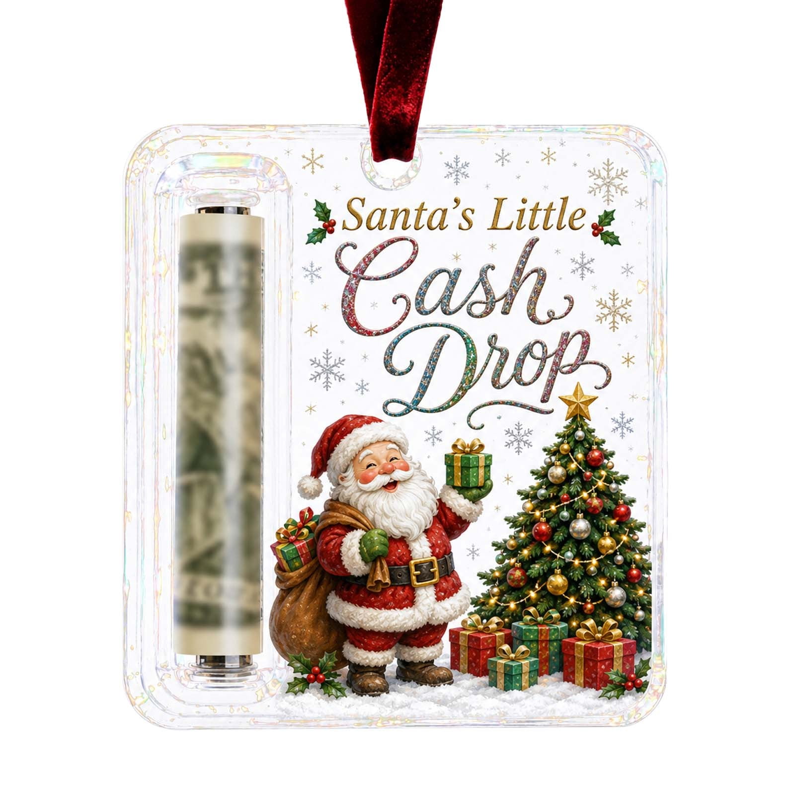 Christmas Wallet Charm Pendant Festive Holiday Hanging Ornament For Purse And Bag Acrylic Decoration For Stocking Stuffer And Party F - 10Cm