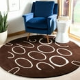 thumbnail image 2 of SAFAVIEH Soho Chason Geometric Wool Area Rug, Brown/Ivory, 6' x 6' Round, 2 of 8