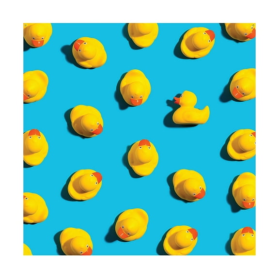 Fun Express 72" x 72" Bright Blue and Yellow Rubber Ducks Photobooth Backdrop
