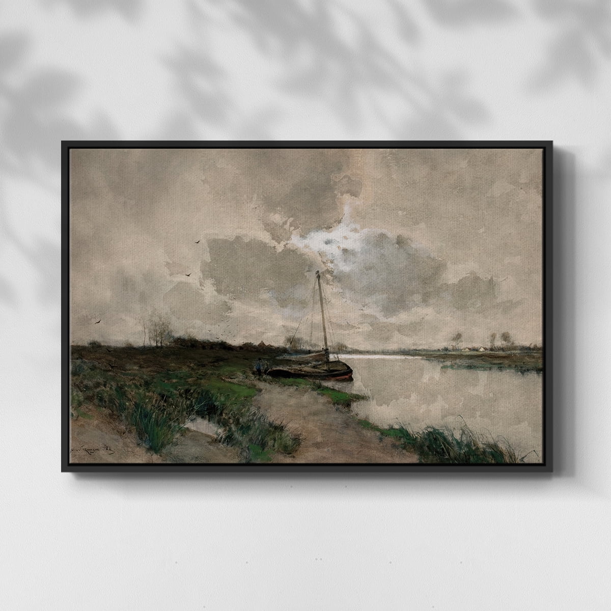 Vintage Landscape-CCCXLVIII By Wexford Home Framed in Black Wood Gallery Wrapped Canvas 27 in. x 41 in.