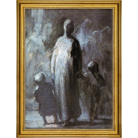 Honore Daumier Mother - 18" x 24" Framed Premium Canvas Print