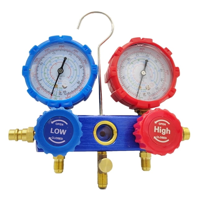 Car Air Conditioning Pressure Manifold Gauge Hose Kit for R22 R-410A R-134a R-404A Refrigerant Pressure Gauge Set with Box
