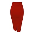 thumbnail image 6 of Women'S Premium High Waist Nylon Ponte Stretch Office Pencil Skirt Red S, 6 of 9