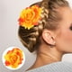 thumbnail image 2 of 2 en 1 pinzas para el cabello de horquilla de flor rosa grande artificial broche de flores para fiesta de mujer (naranja), 2 of 6