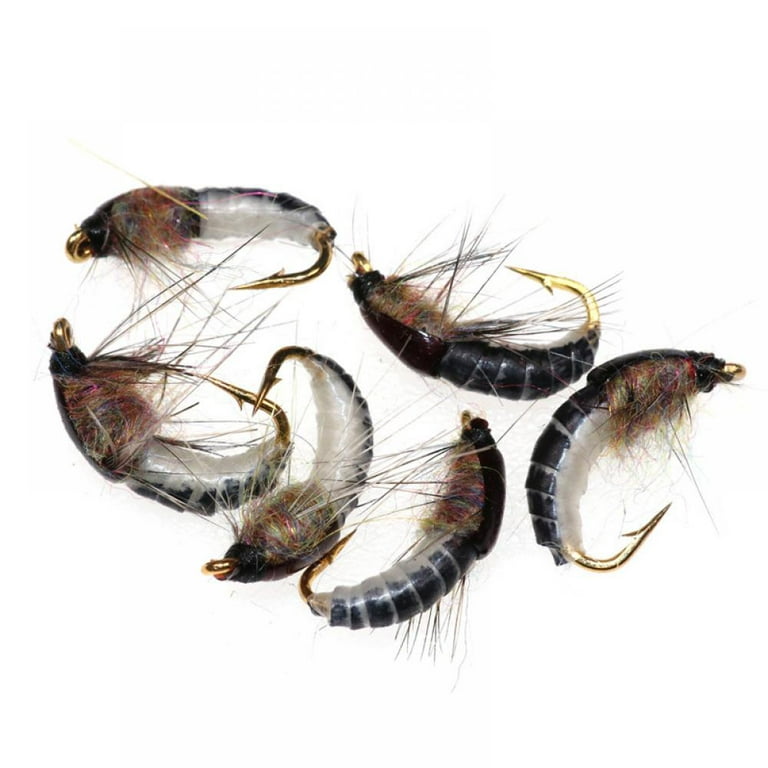 Fly Fishing Lures,6Pcs Realistic Nymph Scud Fly for Trout Fishing  Artificial Insect Bait Lure Simulated Scud Worm Fishing Lure 