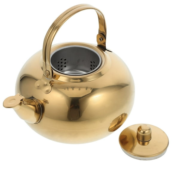 TEHAUX Golden Vacuum Teapot Stainless Steel for Hot and Cold Beverages