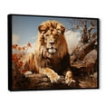 thumbnail image 2 of Designart "Lion Savannah Oil I" Animals Floater Framed Wall Art Living Room, 2 of 7