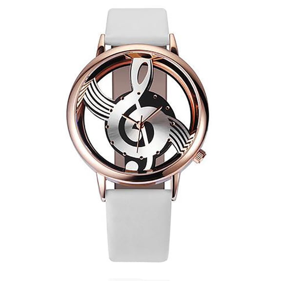 SUSHNAG Music Notation Leather Watch Note Analog Watches Wrist Notation Fashion Music Leather Women Watch Quartz Women'S Watch