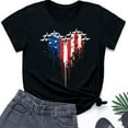 thumbnail image 3 of Nmnitkp Womens American Flag Shirt Short Sleeve USA 4th of July Flag Tops Loose Patriotic Novelty T-Shirts Black,5XL, 3 of 3