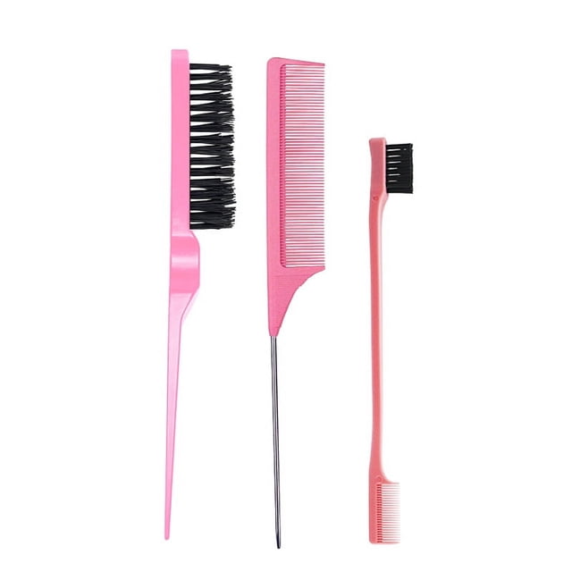 Peine de cola puntiaguda para peluquería, peine de tres filas para el cabello, peine de doble cabezal para peinar, cepillado de dientes, cepillado de cejas, cepillado de maquillaje, cepillo para