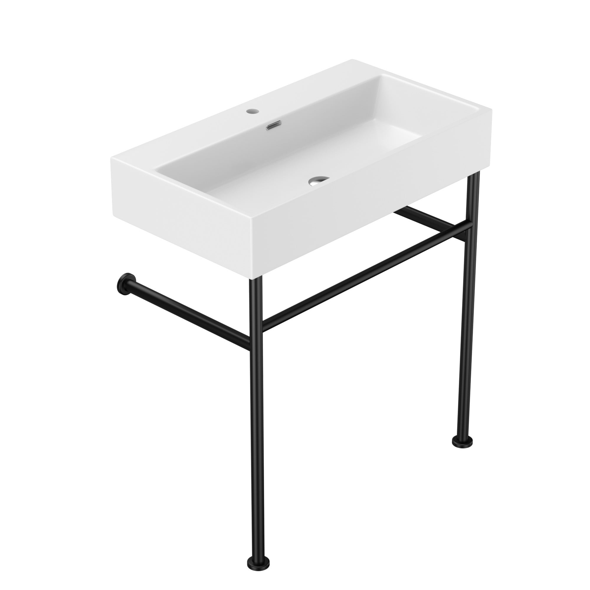 Kichae 30"x17"x5.7" White Console Sink Ceramic Bathroom Vanity Pedestal