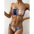 thumbnail image 1 of ZAFUL Women Swimsuit Lace Up Flower Strapless Bikini Set Multi-A S, 1 of 7