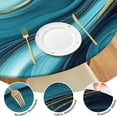 thumbnail image 4 of Blue and Gold Marble Shimmer Waves Pattern Round Fitted Tablecloth with Elastic Edge,Dining Table Cover Waterproof,Outdoor Round Tablecloth for Camping,Dining,Indoor and Outdoor, 4 of 7