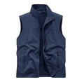 thumbnail image 4 of COSFO Men's Vest Blue Fleece Casual Full Zip Jacket with Pockets Sleeveless Slim Fit Stand Colla Mens Jackets, 4 of 5