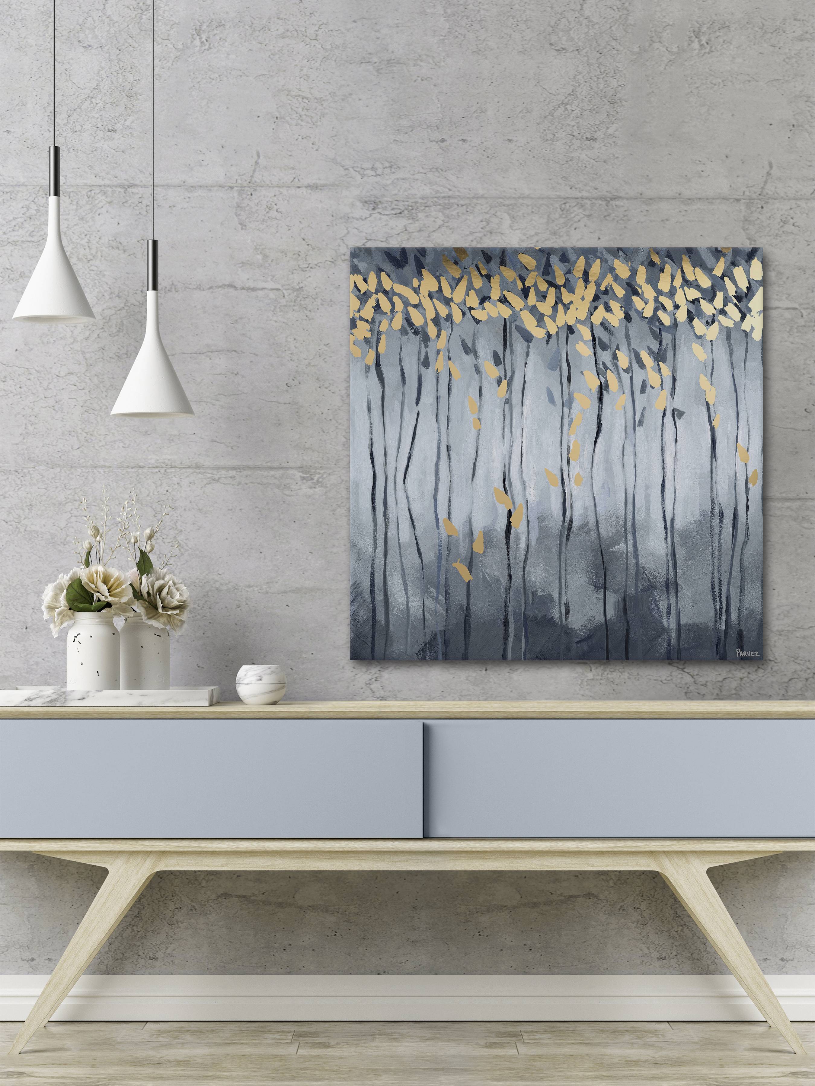 Parvez Taj "Golden Leaves" Painting Print on Wrapped Canvas