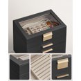 thumbnail image 4 of SONGMICS Caja de Joyas, Caja Joyero de 6 Niveles, para Gafas de Sol, Joyas Grandes, Tapa de Cristal, 5 Cajones, Negro Grafito y Dorado, 4 of 5