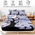 thumbnail image 5 of Twin Sze Fitted Sheet Set - Halloween 2 Piece Bedding Sets 16" Deep Pocket Fitted Sheet with 1 Pillowcase, Vintage Fall Pumpkin Trees Bats Horror Purple Brushed Microfiber Hotel Luxury Bed Sheets, 5 of 9