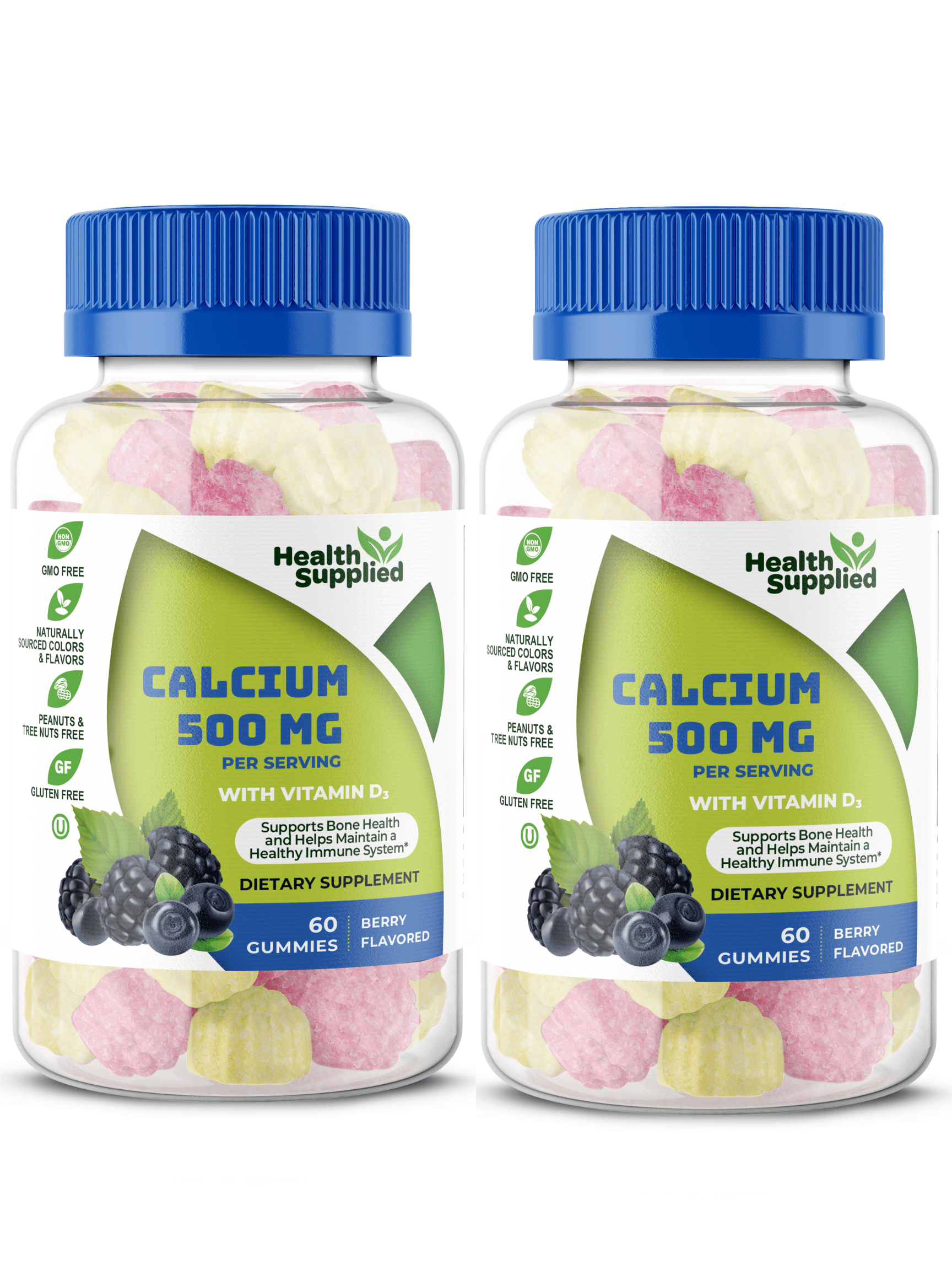 Calcium 500mg with Vitamin D3 1000 IU Gummies 2 Pack Great Tasting