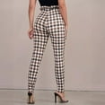 thumbnail image 4 of QATAINLAV Pants for Women Fashion Plaid Print Yoga Pant 2024 Summer Casual High Waist Trousers Comfortable Belt Tight Ruffle Long Pants Ofertas Flash Khaki L, 4 of 5