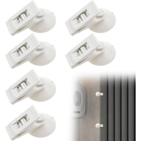 6 Pcs Shower Curtain Clips, NOGIS Shower Suction Cup Clips Self Adhesive Shower Curtain Holder Windproof, Waterproof Bathroom Clips Liner Clips for Shower Curtain Hanging White