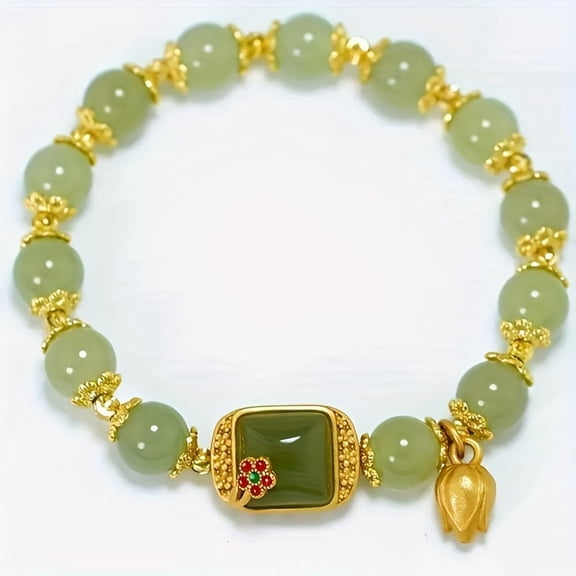 925 Sterling Silvery Grape, Round Bead, Six Chain Bracelet - Fashionable and Elegant Style - Suitable for Daily Wear and Parties - Perfect Feminine Charm Jewelry Gift for Christmas,Green