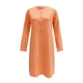 thumbnail image 4 of IDALL Summer Dresses,Boho Dresses Women's Casual Round Neck With Buttons Boho Dress Knee-Length Dress Loose Women's Dress Petite Dresses,Linen Dress,Modest Dresses Orange Dress L, 4 of 5