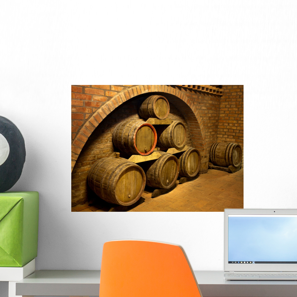 Wine Barrels Wall Mural by Wallmonkeys Peel and Stick Graphic (18 in W ...