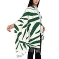 thumbnail image 5 of Cauagu Palm Branch With Leaves Print Women Wrap Shawl tassels Scarves Retro Scarf 77.6"X28.3", 5 of 8