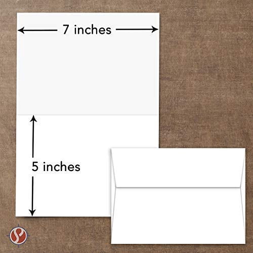 Greeting Cards Set - 5 x 7 Blank White Cardstock and Envelopes Perfect for Business, Invitations, Bridal Shower, Birthday, Interoffice, Invitation Letter, Weddings and All Occasion – Bulk Set of 50