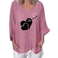 thumbnail image 2 of YUNAFFT Womens Tops Casual Loose Fashion Women's Fashion Printed T-shirt Cotton 3/4 Sleeves Blouse V Neck Casual Tops On Sale, 2 of 5